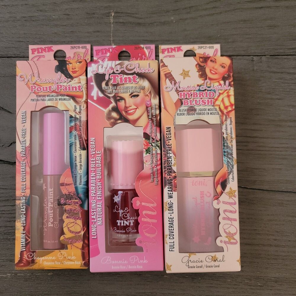 ioni Makeup Bundle Lip Stain, Liquid Blush, Lip Gloss Tint Vegan Buildable Pink